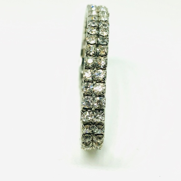 1928 JEWELRY SILVER-TONE CRYSTAL 2-ROW BRACELET - Picture 4 of 8